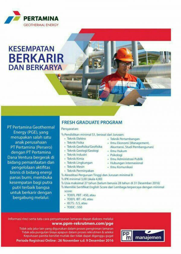 Lowongan Pekerjaan Pt Pertamina Depatemen Teknik Mesin Um